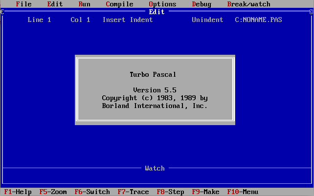 Turbo Pascal nach dem Start in der DOSBox